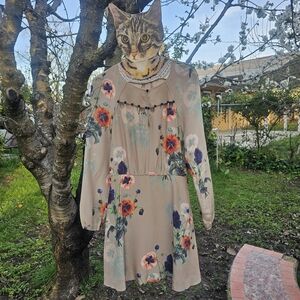 Leifsdottir Anthropologie Ottoman Poppies Silk Floral Dress Sz 2
